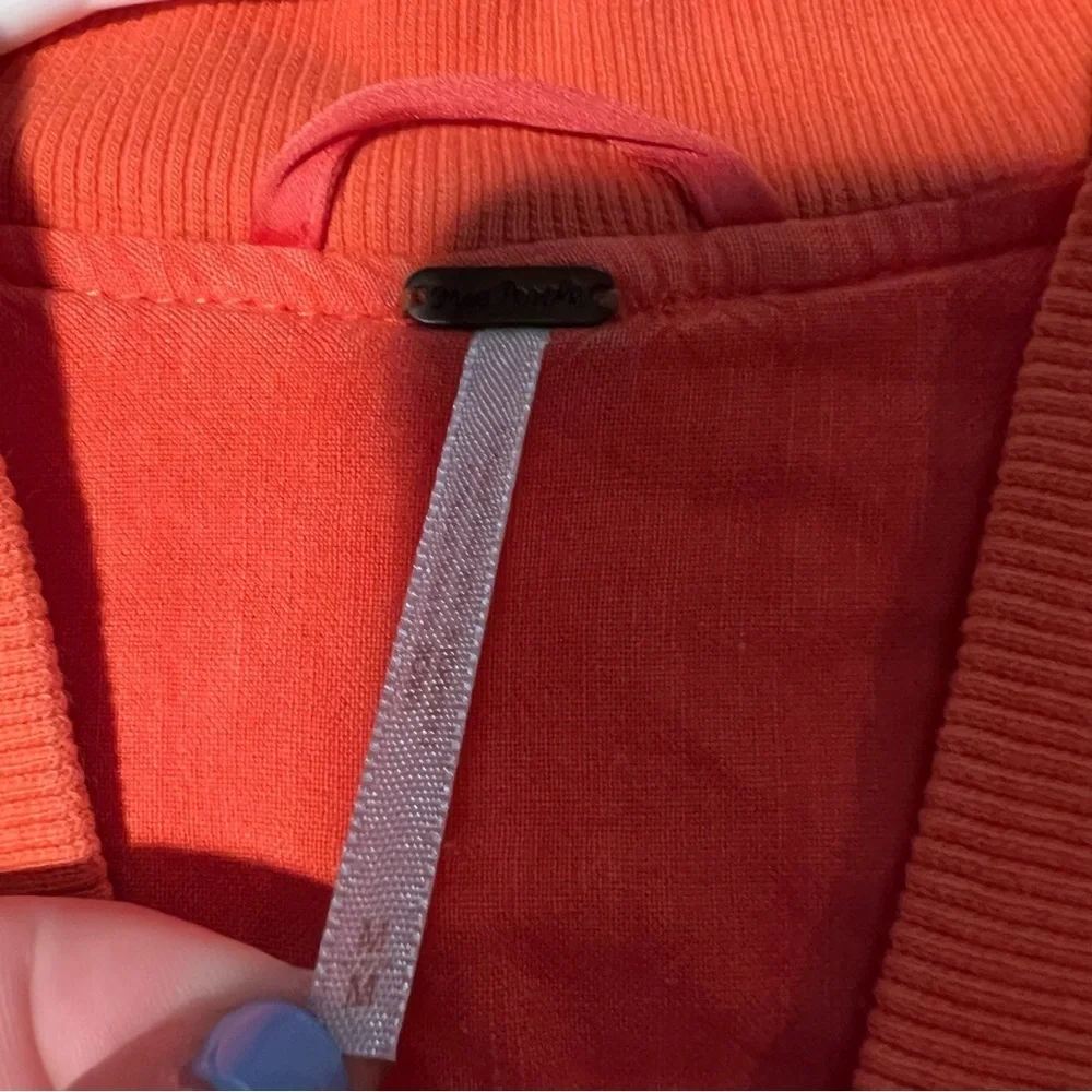 Free People Women's Size Medium On Point Bomber Jacket Tomato Bisque Orange - Picture 9 of 11
